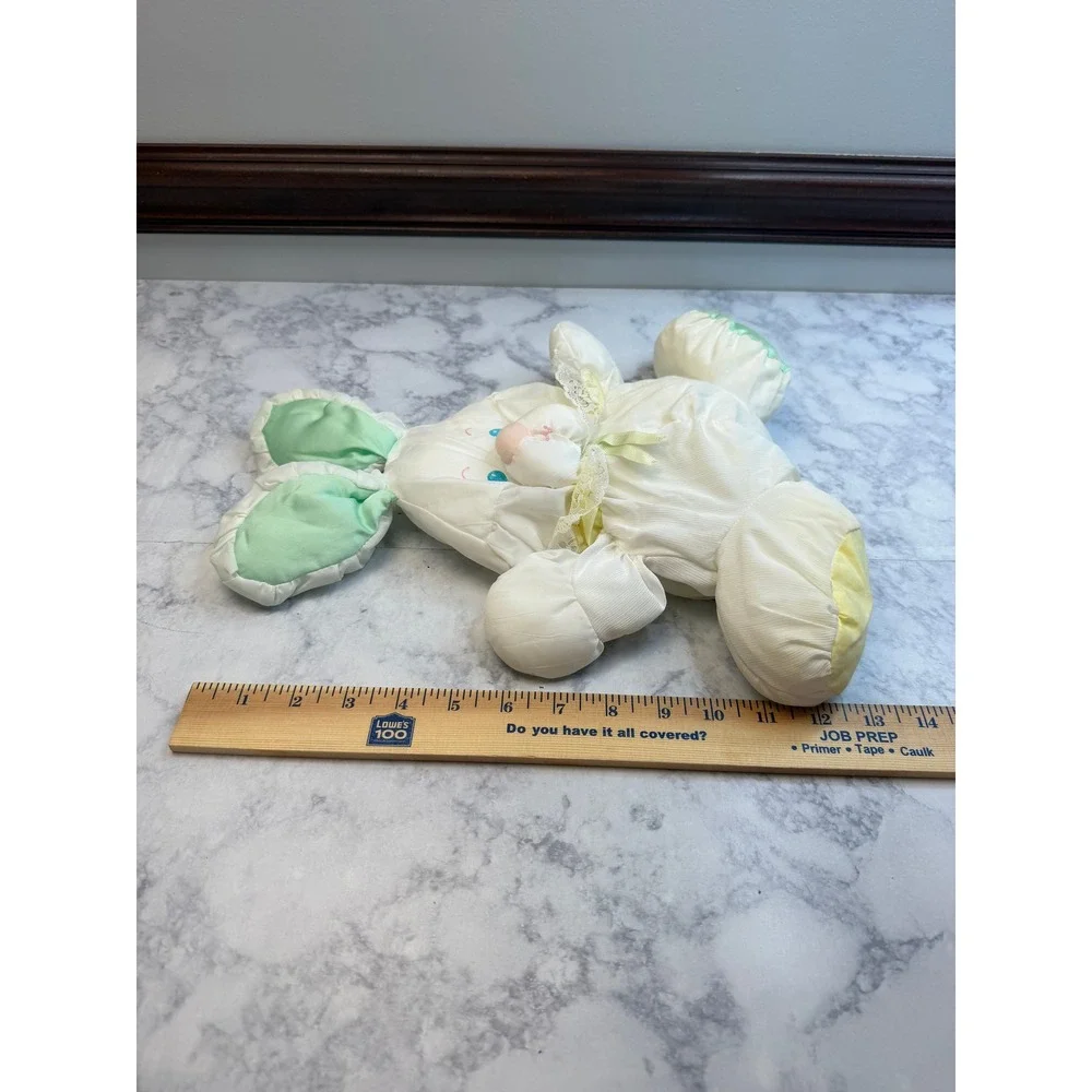 Vintage Fisher Price Puffalump Bunny Rabbit Plush 1988 White Pastel Green 1359